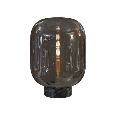 Smoky Brown Glass Table Lamp With Transparent Shade And Modern Design 3d model