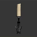 Vintage Lion Shaped Black Base Candle Lamp With White Candle