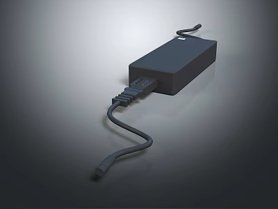 Black Power Adapter with Cable for Mobile Digital Devices and Accessories 3d model