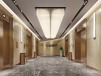 Modern Elevator Hall Hotel Elevator Hall 3d model