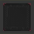 Lightweight Foldable Table Featuring Black Metal Frame Pink Corner Accents Mesh Top And Lower Shelf