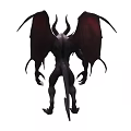 Mythical Demon Creature With Large Horns Bat Like Wings And Muscular Dark Body