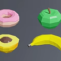 Fish Surrounded By Various Foods Such As Banana Apple Burger Sushi And Drinks