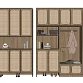Modern Shoe Cabinet with Rattan Doors Storage Solutions Decorative Items Clothing Hanging Area