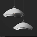 Two Modern White Wavy Pendant Lights Hanging In Minimalist Interior Space 3d model