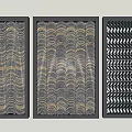 Three Black Framed Wall Art Pieces With Abstract Wave Patterns 3d model
