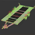 Flatbed Trailer With Metal Frame Black Platform And Four Wheels For Transport