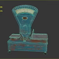 Vintage Turquoise Commercial Weighing Scale With Rusted Double Tray Design