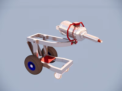 Mobile Industrial Equipment With Silver Metal Frame Red Components And Wheels 3d model