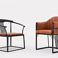 Stylish Modern Dining Chairs With Black Metal Frames And Brown Upholstered Seats