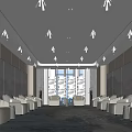 Modern Elegant Hotel Public Lounge Area Interior With Comfortable Sofas Stylish Chandeliers And Large Windows
