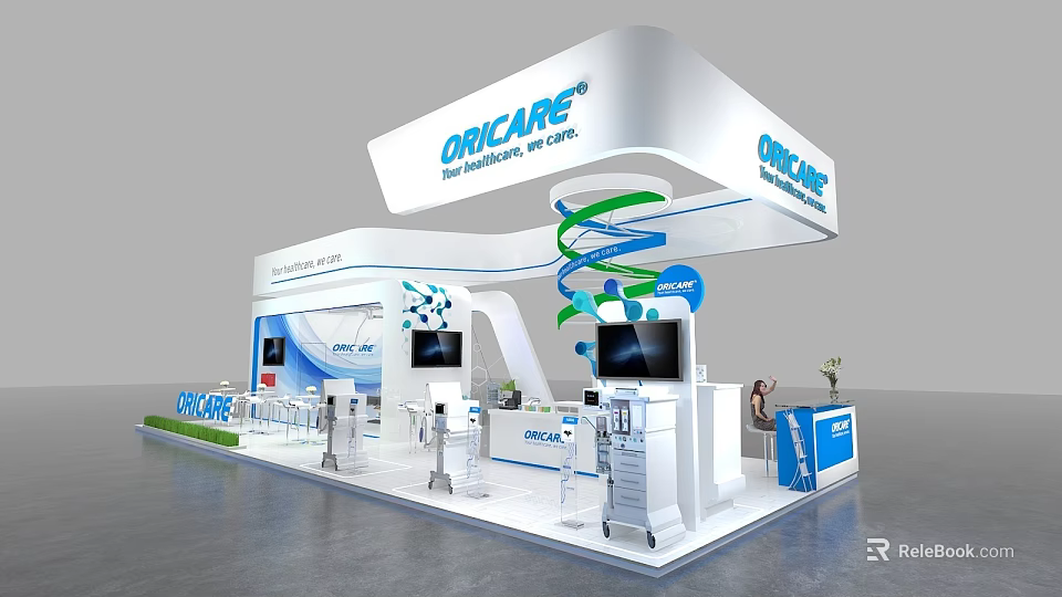 Oricare Exhibition Booth With Modern Design Spiral Structure And Display Screens 3d model 