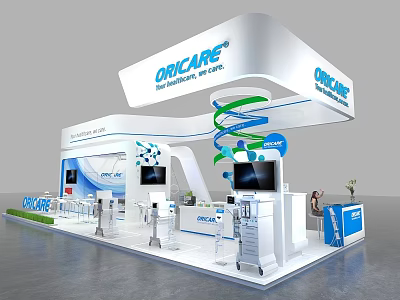 Oricare Exhibition Booth With Modern Design Spiral Structure And Display Screens 3d model