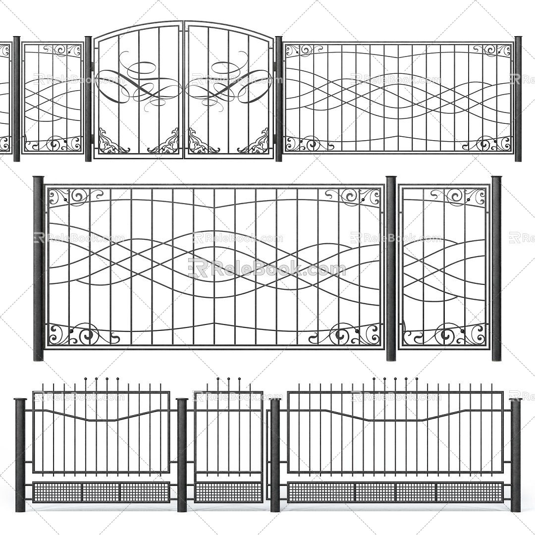 Modern Iron Fence Combination Modern Fence Guardrail Iron Metal Fence Iron Fence Gate 3d model