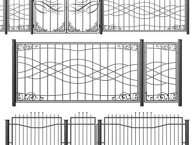 Modern Iron Fence Combination Modern Fence Guardrail Iron Metal Fence Iron Fence Gate 3d model