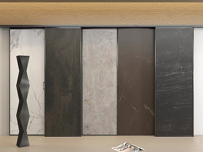 Modern Wall Panels With Various Materials And Textures For Interior Design 3d model