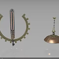 Copper Metal Furniture Decorations Featuring Gear Like Structure Pendant Light Round Lampshade And Metal Chain