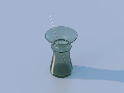 Elegant Green Glass Vase With Metal Rod For Home Decoration 3d model