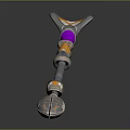 Ornate Magic Staff Weapon Featuring Metallic Design And Purple Gemstone Accents