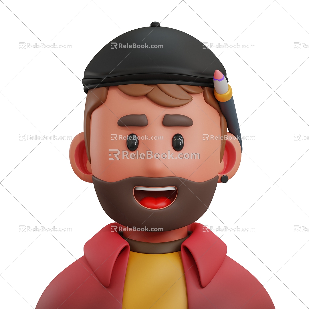 Modern Painter Cartoon Painter Cartoon Man 3d model