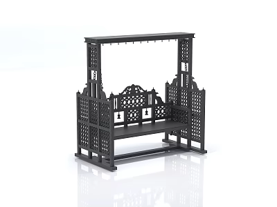 Unique Shaped Black Sofa With Elegant Traditional Carved Openwork Armrests And Backrest 3d model