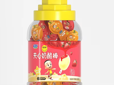 Stuffed Cheese Sticks With Cartoon Characters And Strawberry 3d model