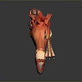 3D Modeled Fantasy Bird With Vibrant Orange Feathers Colorful Beak And Large Eyes