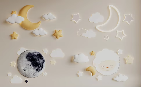 Modern Children's Wall Decorations 3d model