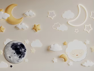 Modern Children's Wall Decorations 3d model