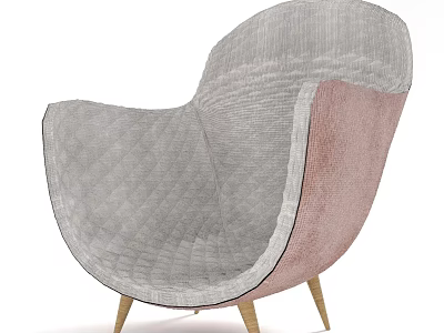 Modern Leisure Accent Chair With Gray Pink Upholstered Fabric And Gold Metal Legs 3d model