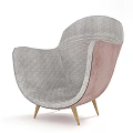 Modern Leisure Accent Chair With Gray Pink Upholstered Fabric And Gold Metal Legs