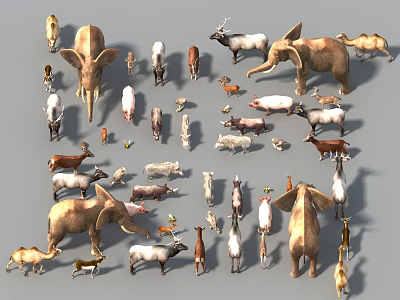 Animal Cartoon Animal Hand-painted Animal Forest Small Animal Puppy Kitten 3d model