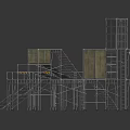 Industrial Scaffolding Structure With Platforms Stairs Safety Rails And Frames