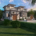 Semi detached Villa Modern Chinese Style Exterior With Gardens And Balconies