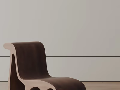 Modern Brown Wooden Leisure Chair With Curved Ergonomic Design And Smooth Lines 3d model