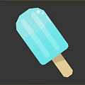 Blue Glossy Popsicle With Geometric Shape And Wooden Stick On Dark Surface