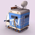 Mobile TV Broadcast Vehicle Equipped with Satellite Dish and Electronic Appliances