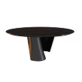 Black Round Modern Dining Table With Marble Top And Unique Curved Base 3d model