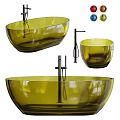 Transparent Glass Bathtub With Black Faucet In Different Sizes For Bathroom