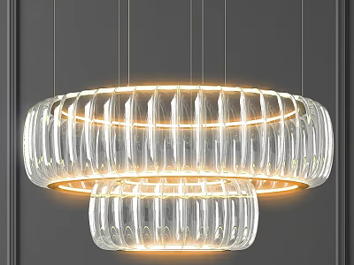 Modern Elegant Transparent Double Layer Glass Chandelier With LED Lighting Design 3d model