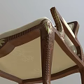 Vintage Accent Chair with Carved Wooden Frame Armrests Light Upholstery and Curved Legs