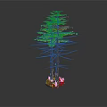 Two Trees with Brown Trunks Green Leaves and Mossy Base 3D Render
