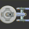 Detailed Starship Model Featuring Disc Shaped Hull And Twin Engines For Space Exploration