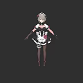 Game And Movie Character In Maid Outfit With Hair Accessories Apron Stockings And High Heels