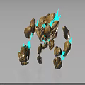 Mythical Stone Creature With Blue Glowing Appendages And Rock Formation Structure