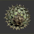 Unique Thorny Plant With Green Stem And Scaly Structure On Dark Background