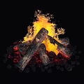 Decorative Garden Bonfire Ornamental Piece with Burning Logs Flaming Flames and Red Embers