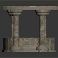 Ornate Stone Circular Pedestal With Columns And Central Hole Design