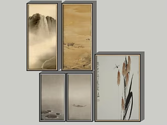 New Chinese Landscape Painting Decorative Hanging Painting 3d model
