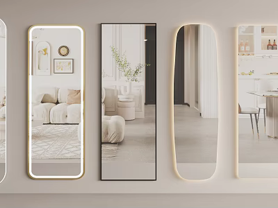 Modern Decorative Mirrors With Various Shapes For Home Interior Design 3d model